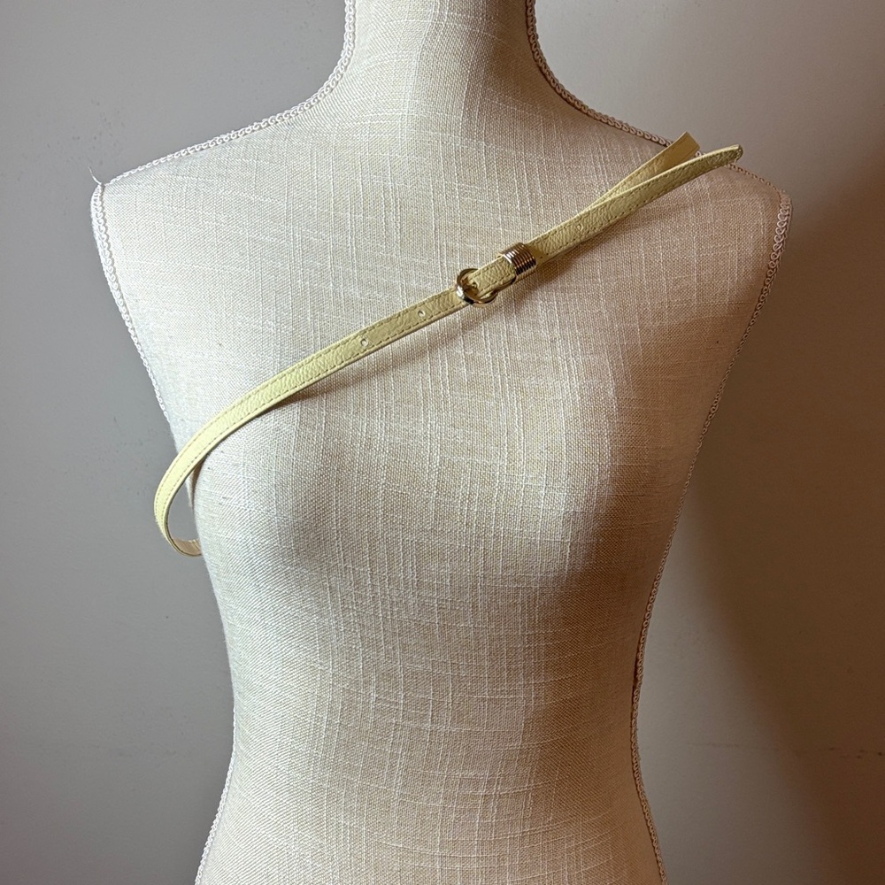 Yellow Leather Crossbody Strap with Gold Buckle